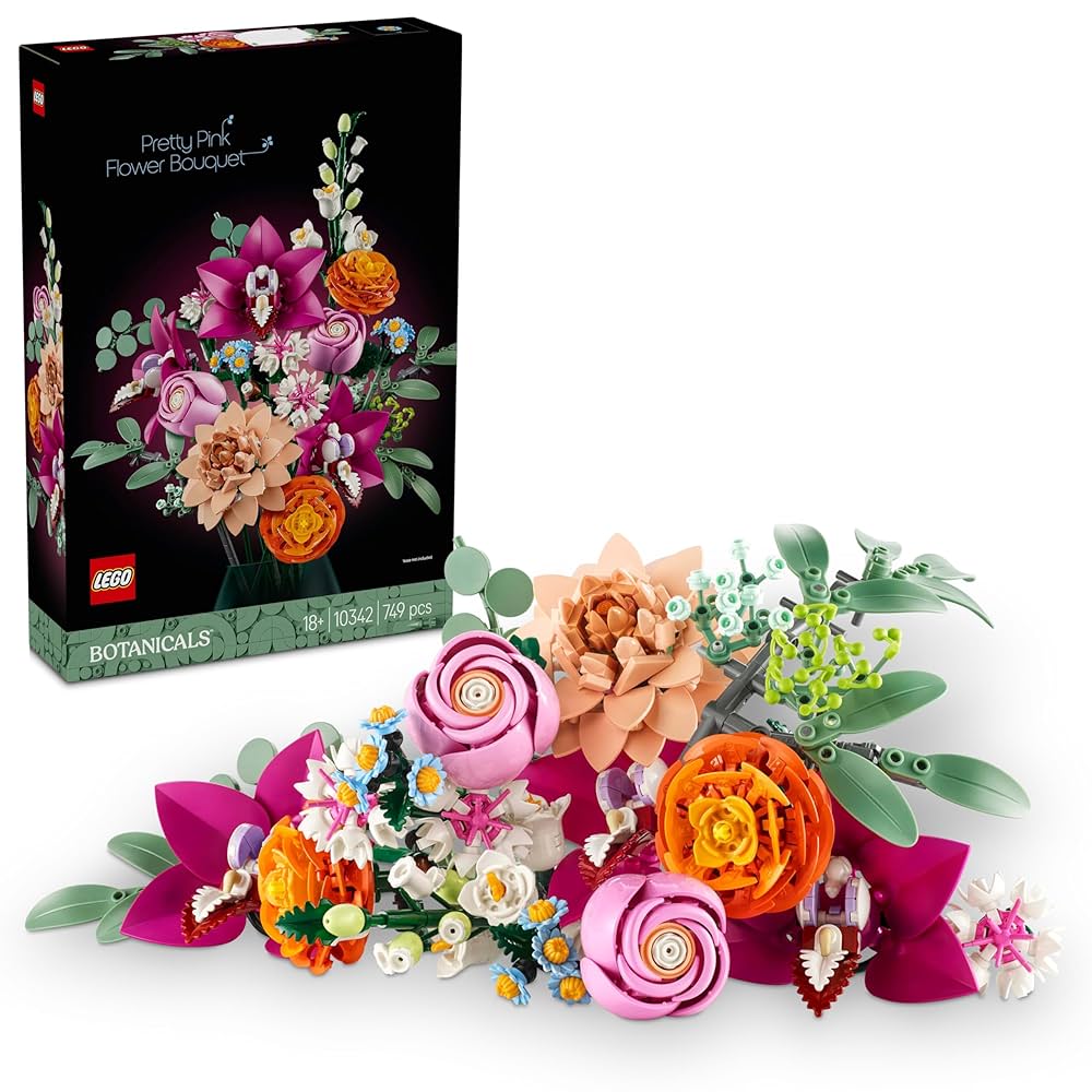 LEGO Botanicals Pretty Pink Flower Bouquet Set for Adults